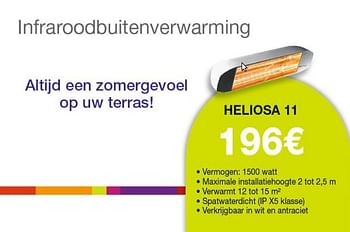 Promotions Infrarood terrasverwarmer heliosa 11 - Heliosa - Valide de 30/10/2012 à 15/02/2013 chez Energy Markt