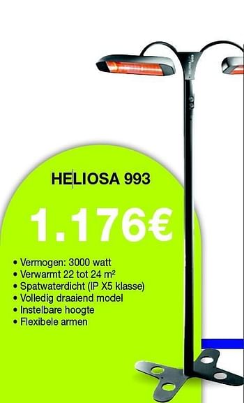 Promotions Infrarood terrasverwarmer heliosa 993 - Heliosa - Valide de 30/10/2012 à 15/02/2013 chez Energy Markt