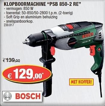 Promoties Bosch klopboormachine psb 850-2 re - Bosch - Geldig van 31/10/2012 tot 18/11/2012 bij Hubo