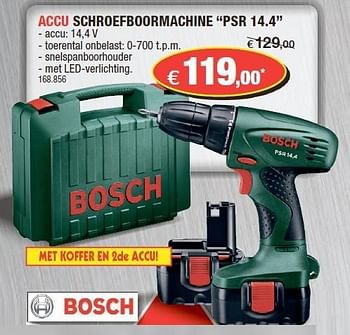 Promoties Bosch accu schroefboormachine psr 14.4 - Bosch - Geldig van 31/10/2012 tot 18/11/2012 bij Hubo