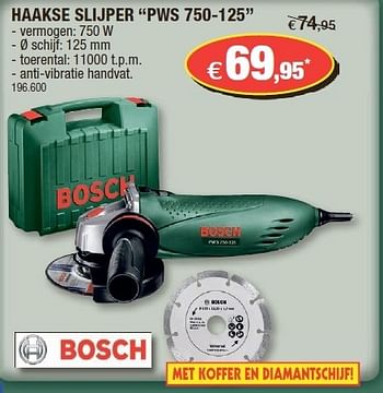 Promoties Bosch haakse slijper pws 750-125 - Bosch - Geldig van 31/10/2012 tot 18/11/2012 bij Hubo