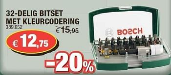 Promoties Bosch 32-delig bitset met kleurcodering - Bosch - Geldig van 31/10/2012 tot 18/11/2012 bij Hubo