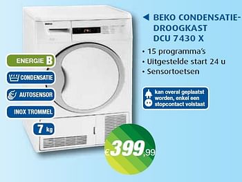 Promoties Beko condensatiedroogkast dcu 7430 x - Beko - Geldig van 01/11/2012 tot 30/11/2012 bij ElectronicPartner