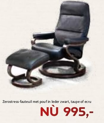 Richtlijnen onkruid kaart Huismerk - Meubelen Gova Zerostress-fauteuil met pouf in leder zwart, taupe  of ecru - Promotie bij Meubelen Gova