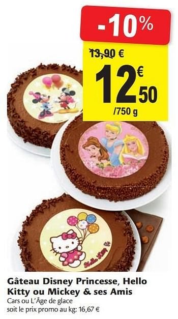Huismerk Gb Gateau Disney Princesse Hello Kitty Ou Mickey Ses Amis Promotie Bij Carrefour Market