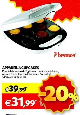 Promotions Appareil à cupcake - Bestron - Valide de 13/11/2012 à 30/11/2011 chez Fun