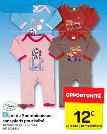 Promotion Carrefour Lot De 2 Combinaisons Sans Pieds Pour Bebe Disney Bebe Grossesse Valide Jusqua 4 Promobutler