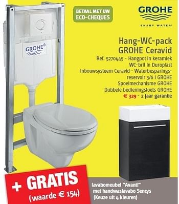 Promoties Hang-wc-pack grohe ceravid - Grohe - Geldig van 14/11/2012 tot 26/11/2012 bij Brico