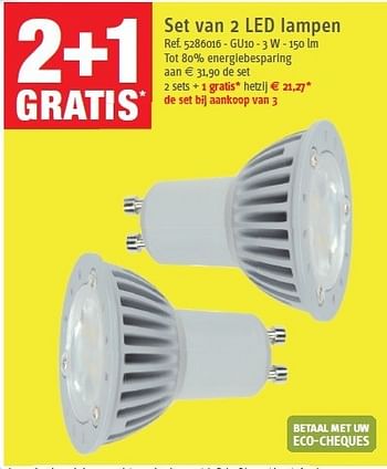 Promoties Set van 2 led lampen - Huismerk - Brico - Geldig van 14/11/2012 tot 26/11/2012 bij Brico