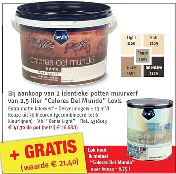 Promoties Muurverf van 2,5 liter colores del mundo - Levis - Geldig van 14/11/2012 tot 26/11/2012 bij Brico
