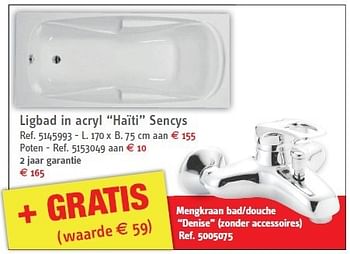 Promoties Ligbad in acryl haïti sencys - Sencys - Geldig van 14/11/2012 tot 26/11/2012 bij Brico