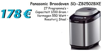 Promoties Panasonic broodoven sd-zb2502bxe - Panasonic - Geldig van 15/11/2012 tot 31/12/2012 bij Elektro Koning