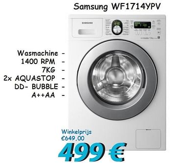 Promotions Samsung wf1714ypv wasmachine - Samsung - Valide de 15/11/2012 à 31/12/2012 chez Elektro Koning