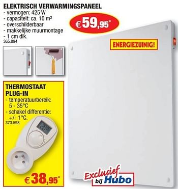 Promoties Elektrisch verwarmingspaneel - Huismerk - Hubo  - Geldig van 21/11/2012 tot 02/12/2012 bij Hubo