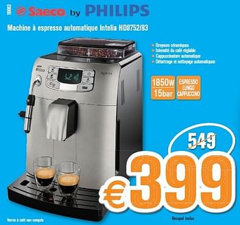 Promotions Machine à espresso automatique intelia hd8752-83 - Philips - Valide de 26/11/2012 à 23/12/2012 chez Krefel