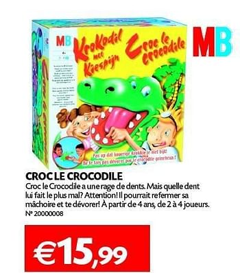 Promotions Croc le crocodile - MB - Valide de 27/11/2012 à 02/01/2013 chez Fun