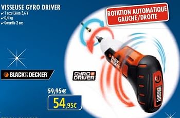 Promotions Visseuse gyro driver - Black & Descker - Valide de 29/11/2012 à 31/12/2012 chez Orga