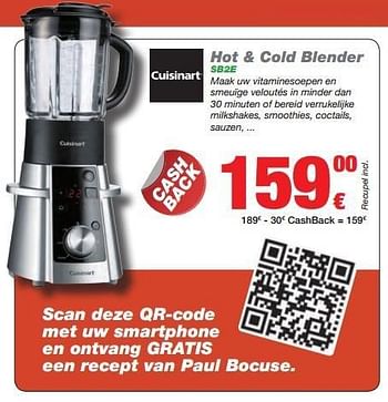 Promoties Cuisinart hot + cold blender sb2e - Cuisinart - Geldig van 01/12/2012 tot 31/12/2012 bij ElectronicPartner