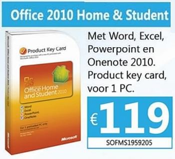 Promoties Office 2010 home + student - Microsoft - Geldig van 01/12/2012 tot 15/01/2013 bij Compudeals