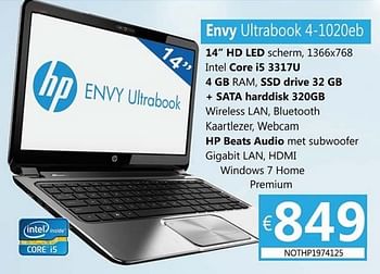 Promoties Hp envy ultrabook 4-1020eb - HP - Geldig van 01/12/2012 tot 15/01/2013 bij Compudeals