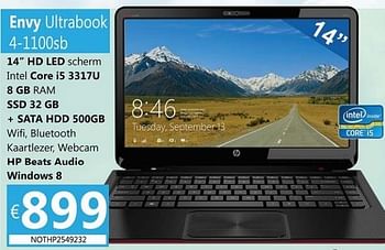 Promoties Hp envy ultrabook 4-1100sb - HP - Geldig van 01/12/2012 tot 15/01/2013 bij Compudeals