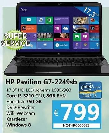 Promoties Hp-pavilion g7-2249sb - HP - Geldig van 01/12/2012 tot 15/01/2013 bij Compudeals