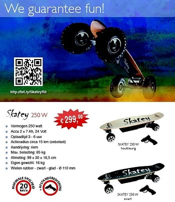 Promoties Skatey 250w - Skatey.nl - Geldig van 03/12/2012 tot 30/04/2013 bij Distrisales