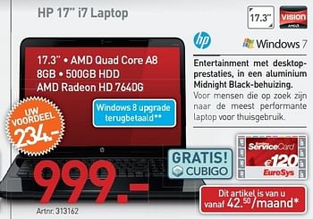 Promoties Hp 17 i7 laptop - HP - Geldig van 03/12/2012 tot 22/12/2012 bij Auva