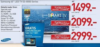 Promoties Samsung 40 led tv es-8000 series - Samsung - Geldig van 03/12/2012 tot 22/12/2012 bij Auva