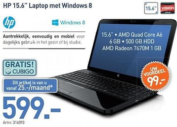 Promotions Hp 15.6 laptop met windows 8 - HP - Valide de 03/12/2012 à 22/12/2012 chez Auva
