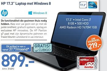 Promoties Hp 17.3 laptop met windows 8 - HP - Geldig van 03/12/2012 tot 22/12/2012 bij Auva