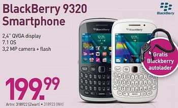 Promoties Blackberry 9320 smartphone - Blackberry - Geldig van 03/12/2012 tot 22/12/2012 bij Auva