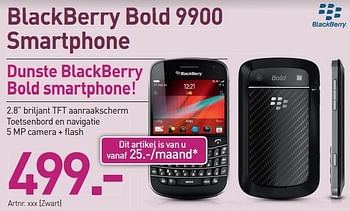 Promoties Blackberry bold 9900 smartphone - Blackberry - Geldig van 03/12/2012 tot 22/12/2012 bij Auva