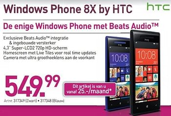 Promoties Windows phone 8x by htc - Htc - Geldig van 03/12/2012 tot 22/12/2012 bij Auva