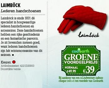 Promoties Laimböck lederen handschoenen - Laimböck - Geldig van 05/12/2012 tot 31/12/2012 bij A.S.Adventure