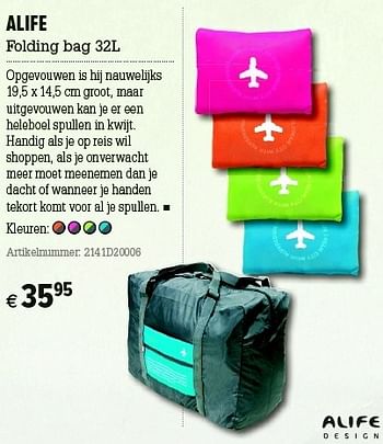 Promoties Alife folding bag - Alife - Geldig van 05/12/2012 tot 31/12/2012 bij A.S.Adventure