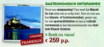 Promoties Gastronomisch ontspannen 4 dagen frankrijk - Explore More - Geldig van 05/12/2012 tot 31/12/2012 bij A.S.Adventure