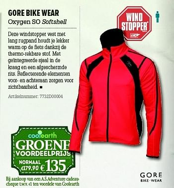Promoties Gore bike wear oxygen so softshell - Gore Bike Wear - Geldig van 05/12/2012 tot 31/12/2012 bij A.S.Adventure