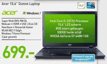Promoties Acer 15.6 dunne laptop - Acer - Geldig van 05/12/2012 tot 03/01/2013 bij VCD