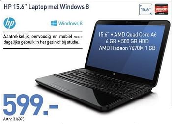 Promoties Hp 15.6 laptop met windows 8 - HP - Geldig van 05/12/2012 tot 03/01/2013 bij VCD
