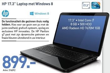 Promoties Hp 17.3 laptop met windows 8 - HP - Geldig van 05/12/2012 tot 03/01/2013 bij VCD