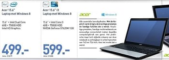 Promoties Acer 15.6 laptop met windows 8 - Acer - Geldig van 05/12/2012 tot 03/01/2013 bij VCD