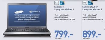 Promoties Samsung i5 laptop met windows 8 - Samsung - Geldig van 05/12/2012 tot 03/01/2013 bij VCD