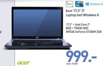 Promoties Acer 17.3 i7 laptop met windows 8 - Acer - Geldig van 05/12/2012 tot 03/01/2013 bij VCD