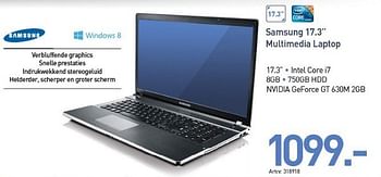 Promoties Samsung 17.3 multimedia laptop - Samsung - Geldig van 05/12/2012 tot 03/01/2013 bij VCD