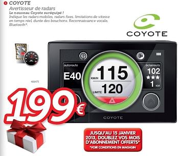 Promotions Coyote avertisseur de radars - Coyote - Valide de 06/12/2012 à 05/01/2013 chez Auto 5