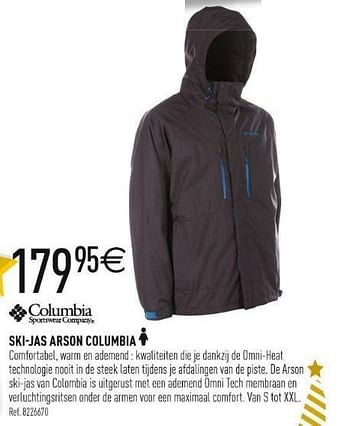 Promoties Ski-jas arson columbia - Columbia Sportswear Company - Geldig van 07/12/2012 tot 24/12/2012 bij Decathlon