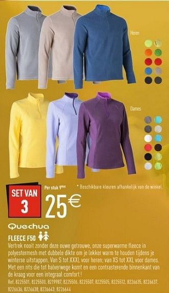 Promoties Fleece f50 - Quechua - Geldig van 07/12/2012 tot 24/12/2012 bij Decathlon