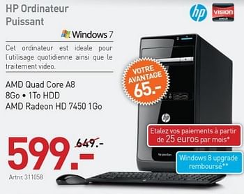 Promotions Hp ordinateur puissant - HP - Valide de 10/12/2012 à 31/12/2012 chez Auva