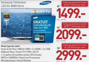 Promotions Samsung téléviseur led es-8000 série - Samsung - Valide de 10/12/2012 à 31/12/2012 chez Auva